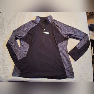 Danskin Now womens XXL 2X black & gray long sleeve pull over shirt NWT